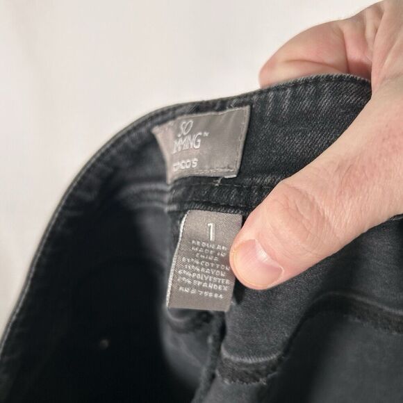 Chico's So Slimming Jeans Women's 8 Black Denim Mid Rise Cotton Blend - Picture 10 of 10